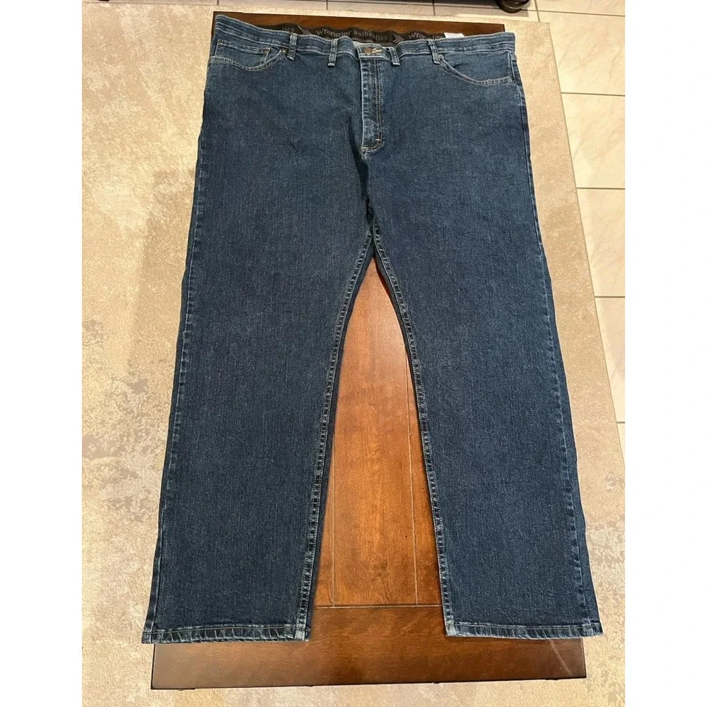 Wrangler Authentics Mens Comfort Flex Waist Straight Leg Jeans Dark Wash Denim